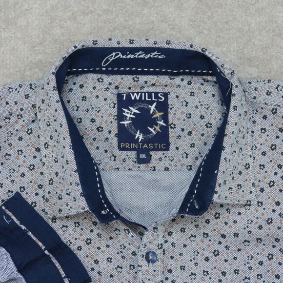 Twills Button Up Shirt Mens XXL Long Sleeve Geometric - Picture 4 of 14